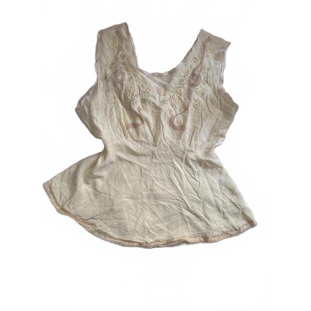 Vintage Embroidered Butter Yellow Top